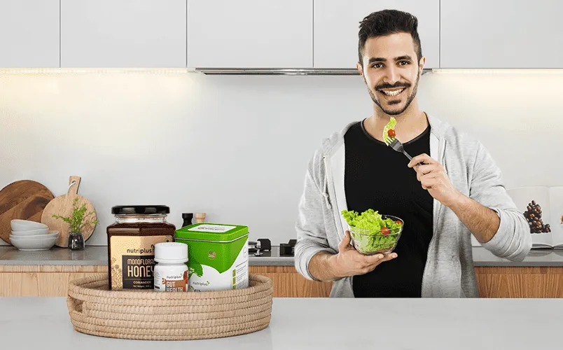 A healthy man using Nutriplus Products