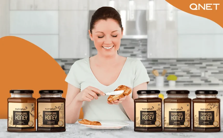 A young lady preparing breakfast featuring Nutriplus Monofloral Honey