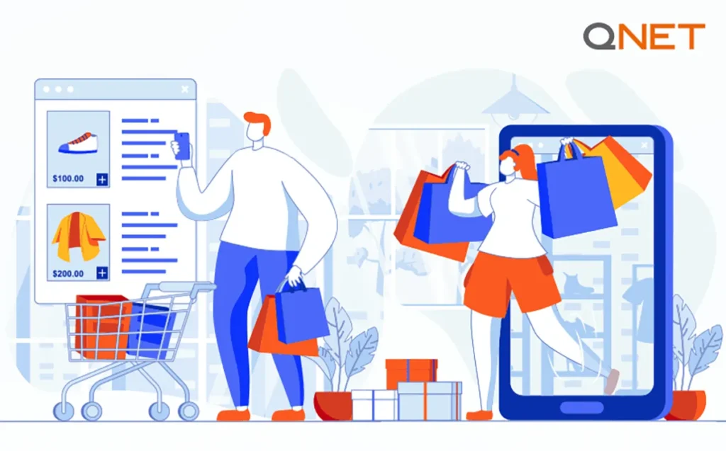 Infographics of a couple shopping Direct selling trends