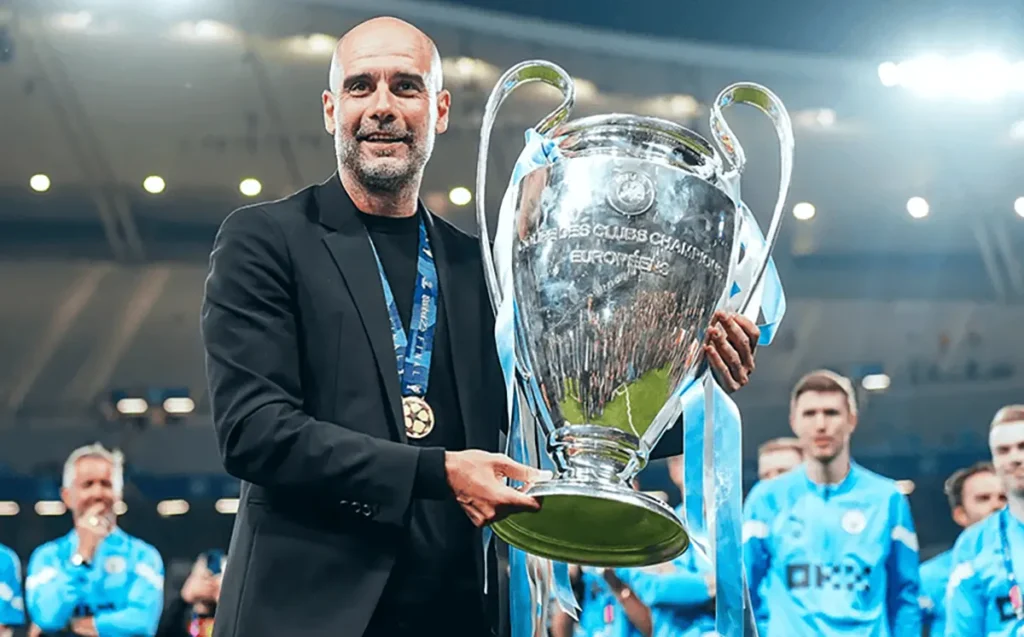 Pep Guardiola with championship award