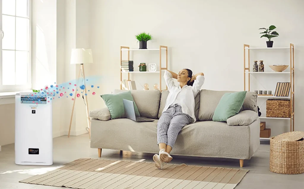A woman relaxing indoors with SHARP Zensational
